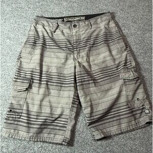 Ocean Current Feather Lite Amphibious‎ Striped Cargo Shorts Mens Size 30